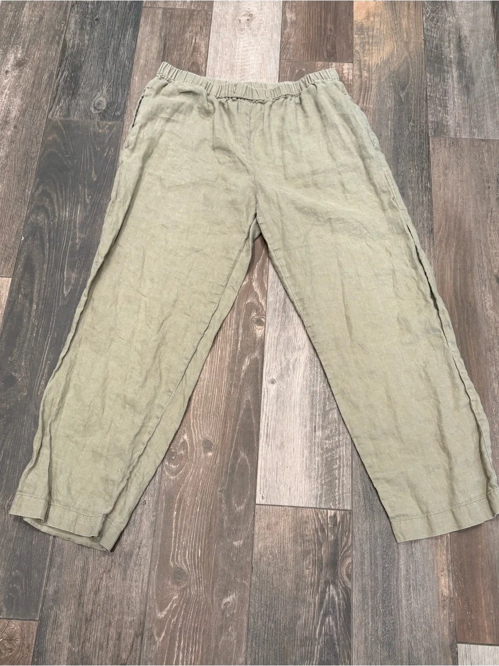 Quince 100% European Linen Pants Size Medium Olive Green Minimalist Boho Women